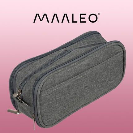 Maaleo Drie-Vaks Etui - 24 cm - Grijs - Ruime School etui