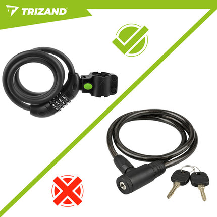 Trizand Fietsslot met Cijfercode - 120 cm - 13,5 mm - Zwart