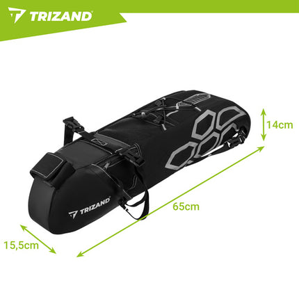 Trizand Zadeltas - 12 Liter - Waterdicht - Aerodynamisch - Zwart