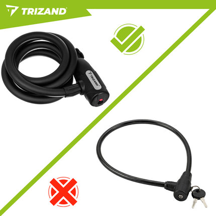 Trizand Fietsslot - 150 cm - 12 mm Stalen Kabel - Met Sleutel