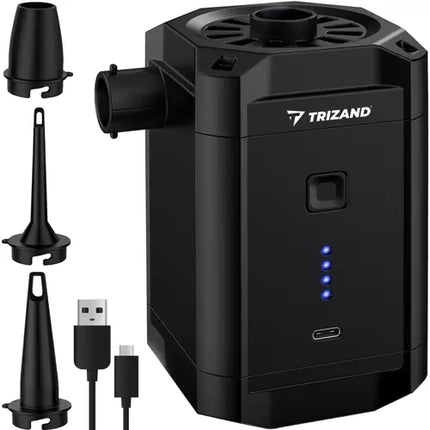 Trizand Accu Luchtpomp - Voor Matrassen, Boten en Zwembaden - 5200 mAh - Zwart
