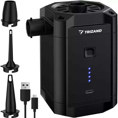 Trizand Accu Luchtpomp - Voor Matrassen, Boten en Zwembaden - 5200 mAh - Zwart