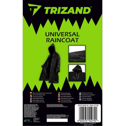Trizand Regenjas - Universele Maat - Met Drukknopen - Zwart