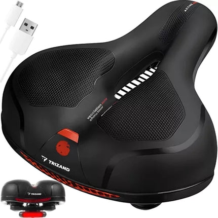 Trizand Comfortabel Fietszadel - Met Ventilatie & Ingebouwd Licht