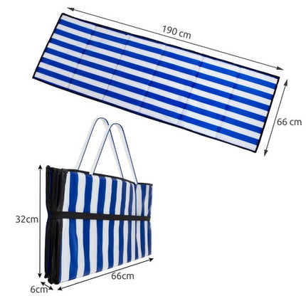 Trizand Rocky Beach Mat - 190 x 66 cm - 1 cm dik - Opvouwbaar - Stripes