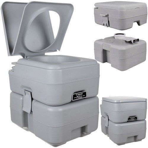 Trizand Draagbaar Campingtoilet - 20L Afvaltank - 12L Watertank - Grijs