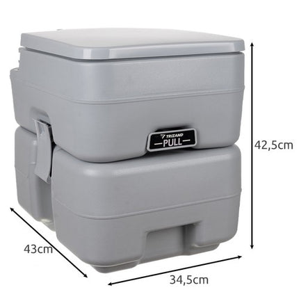 Trizand Draagbaar Campingtoilet - 20L Afvaltank - 12L Watertank - Grijs