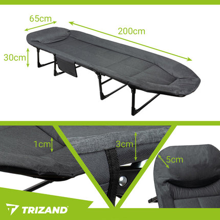 Trizand Opvouwbaar Veldbed - Inclusief Matras - 150 kg - Grijs/Zwart