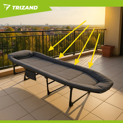 Trizand Opvouwbaar Veldbed - Inclusief Matras - 150 kg - Grijs/Zwart