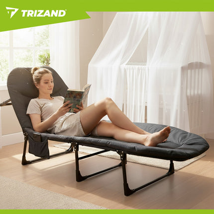Trizand Opvouwbaar Veldbed - Inclusief Matras - 150 kg - Grijs/Zwart