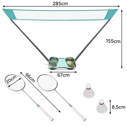 Trizand Badminton Set - Inclusief Net, 2 Rackets en Shuttlecocks
