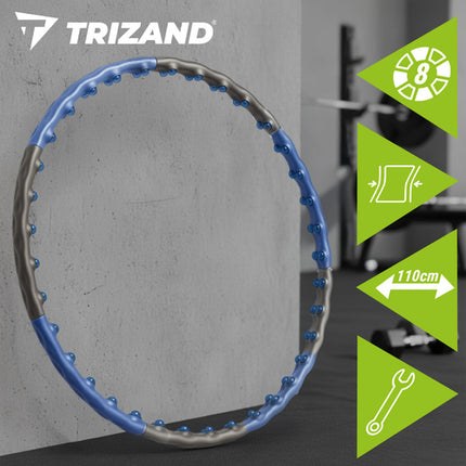 Trizand Massage Hula Hoop - 110 cm - Met 80 Magnetische Noppen - Blauw/Zwart