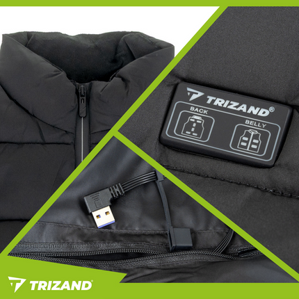 Trizand 26541 USB Verwarmd Vest - L - 11 Zones - Zwart