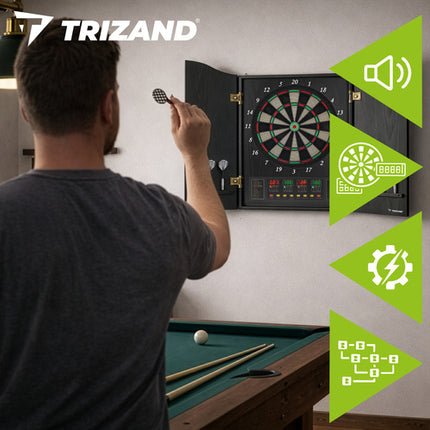 Trizand Elektronisch Dartbord - In Kast - 27 Games en 243 Varianten