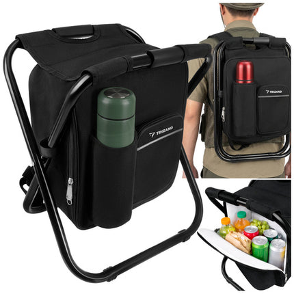 Trizand Rugzak-Visstoel 3-in-1 - 150 kg - Met Koeltas - Zwart
