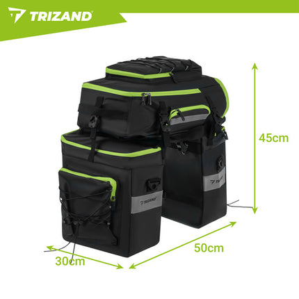 Trizand Waterdichte Fietstas - 53 Liter - Duurzaam - Zwart