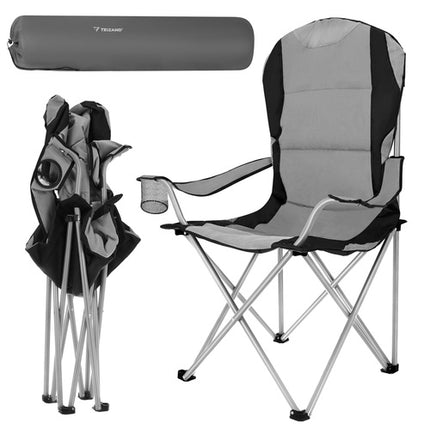 Trizand Opvouwbare Visstoel - 120 kg - Met Bekerhouder - Grijs/Zwart