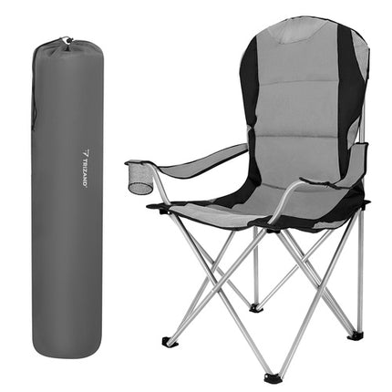 Trizand Opvouwbare Visstoel - 120 kg - Met Bekerhouder - Grijs/Zwart