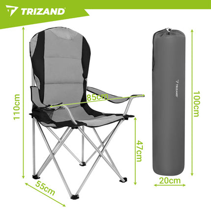 Trizand Opvouwbare Visstoel - 120 kg - Met Bekerhouder - Grijs/Zwart