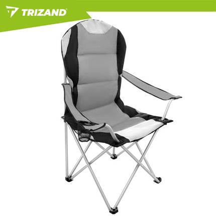 Trizand Opvouwbare Visstoel - 120 kg - Met Bekerhouder - Grijs/Zwart