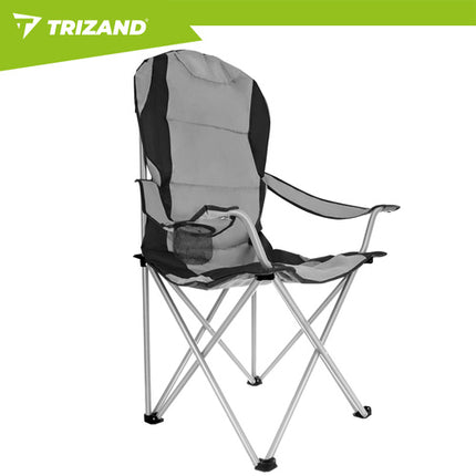 Trizand Opvouwbare Visstoel - 120 kg - Met Bekerhouder - Grijs/Zwart