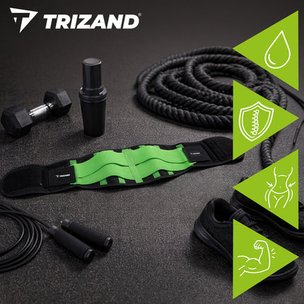Trizand Neopreen Afslankband - 120 cm - Verstelbaar - Zwart/Groen