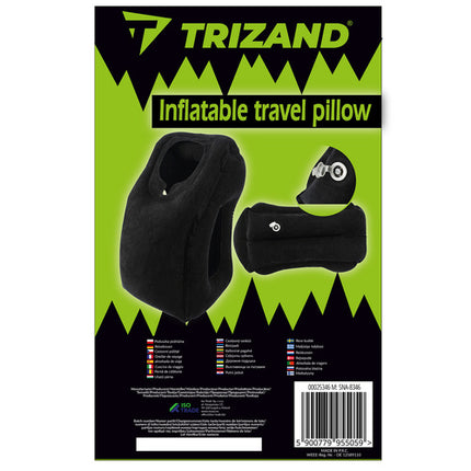 Trizand Opblaasbaar Reiskussen - Ergonomisch - 50 x 35 x 25 cm - Zwart