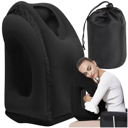 Trizand Opblaasbaar Reiskussen - Ergonomisch - 50 x 35 x 25 cm - Zwart