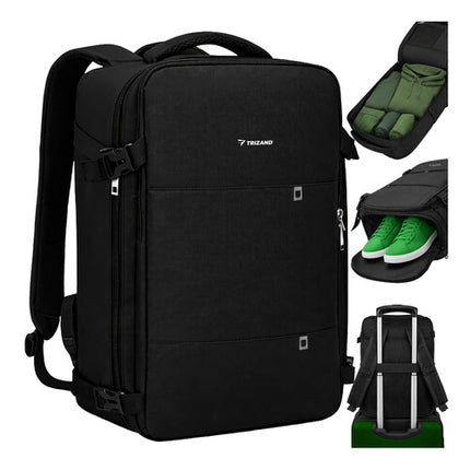 Trizand Reisrugzak - Zwart - 40 x 20 x 25 cm - USB-poort - Handbagage