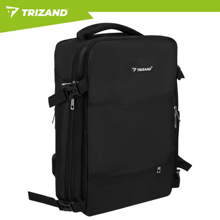 Trizand Reisrugzak - Zwart - 40 x 20 x 25 cm - USB-poort - Handbagage