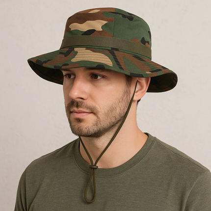 Trizand 23833 Camouflage Hoed - Vissershoed - Verstelbaar - Camo