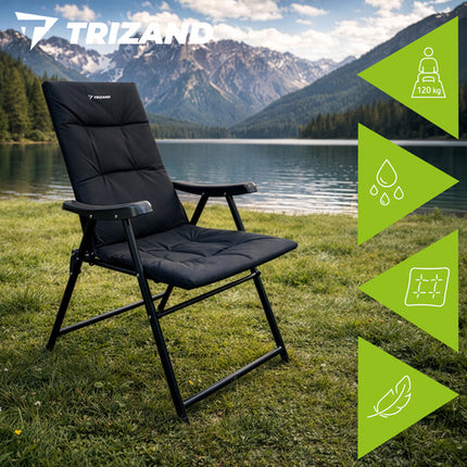 Trizand Campingstoel - Opvouwbaar - 59 x 70 x 91 cm - 120 kg - Zwart