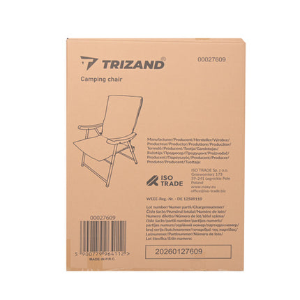 Trizand Campingstoel - Opvouwbaar - 59 x 70 x 91 cm - 120 kg - Zwart
