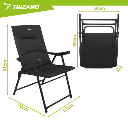 Trizand Campingstoel - Opvouwbaar - 59 x 70 x 91 cm - 120 kg - Zwart