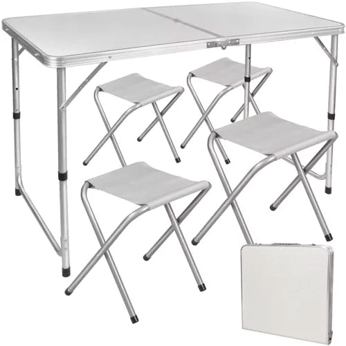 Trizand Camping Set - Inklapbare Tafel en 4 Stoelen - Hoogte Verstelbaar