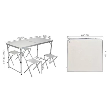 Trizand Camping Set - Inklapbare Tafel en 4 Stoelen - Hoogte Verstelbaar