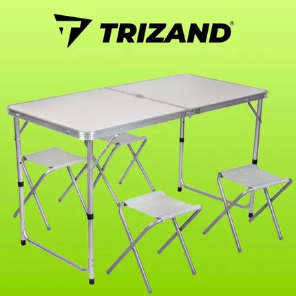 Trizand Camping Set - Inklapbare Tafel en 4 Stoelen - Hoogte Verstelbaar