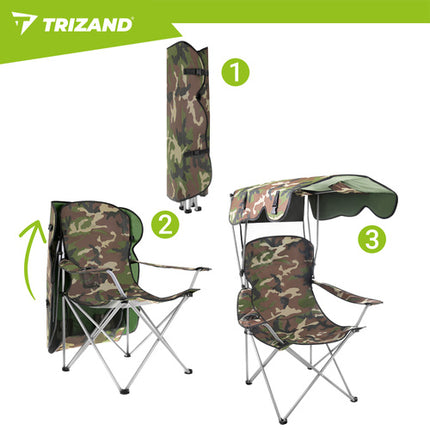Trizand Panama Visstoel met Dak en Klamboe - Camouflage - 100 kg