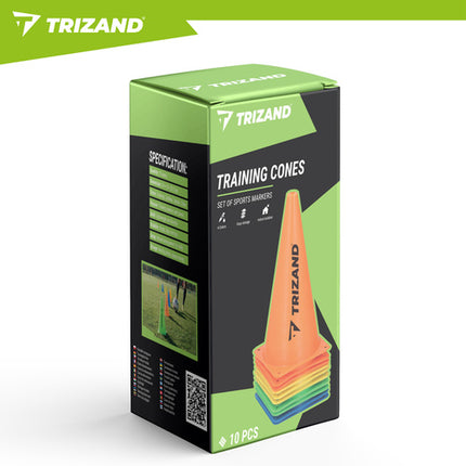 Trizand Trainingskegels - 10 Stuks - 23,5 cm - Kleurrijke Sportmarkers