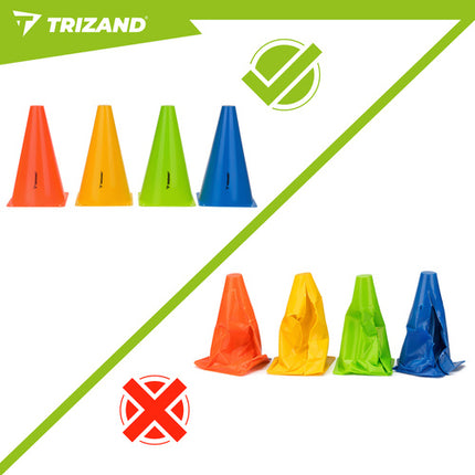 Trizand Trainingskegels - 10 Stuks - 23,5 cm - Kleurrijke Sportmarkers