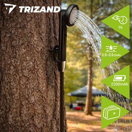 Trizand Draagbare Campingdouche met Pomp – 2200mAh – Draadloos – USB – Waterdicht