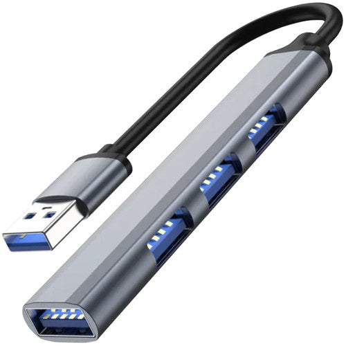 Izoxis USB Hub - 4 Poorts - Aluminium - Voor PC en Laptop