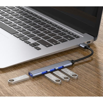 Izoxis USB Hub - 4 Poorts - Aluminium - Voor PC en Laptop