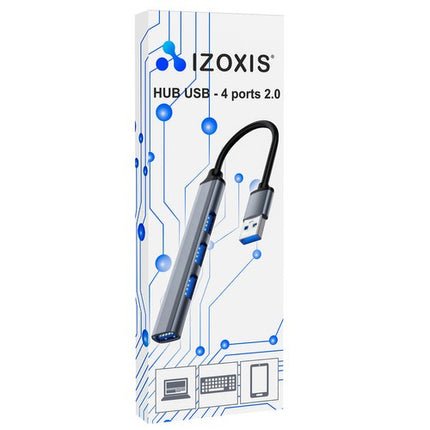 Izoxis USB Hub - 4 Poorts - Aluminium - Voor PC en Laptop