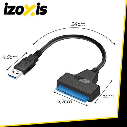 Izoxis USB naar SATA 3.0 Adapter - Voor 2.5" HDD en SSD - Snelheid tot 6 Gb/s