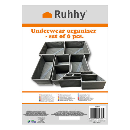 Ruhhy Ondergoed Organizer Set - 6 Delig - Ladeverdeling - Grijs