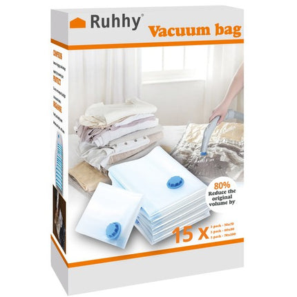 Ruhhy Vacuümzakken Set - 15 Stuks - 3 Maten - Ruimtebesparend