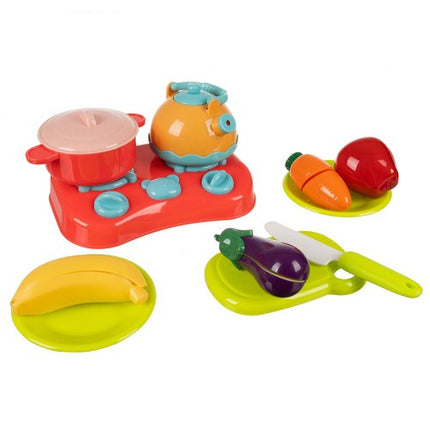 Kruzzel Snijset Fruit en Groenten - 22-Delig - Inclusief Mandje en Mini-fornuis