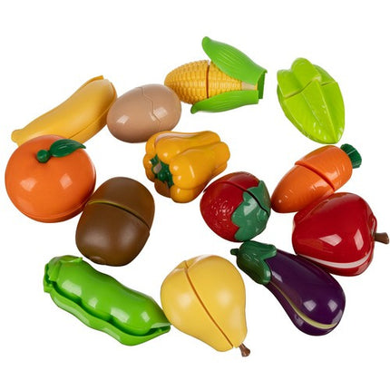 Kruzzel Snijset Fruit en Groenten - 22-Delig - Inclusief Mandje en Mini-fornuis
