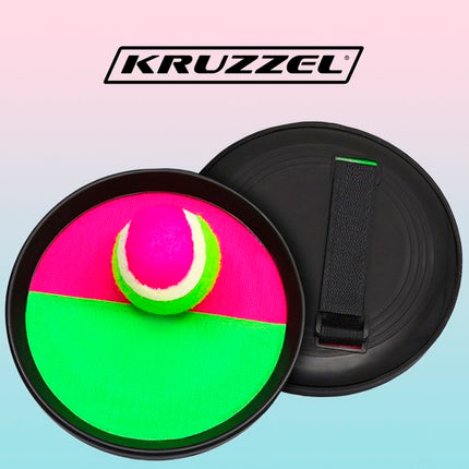 Kruzzel Klittenband Balspel - 2 Paddles + Bal - Roze/Groen